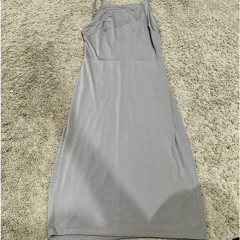 Slinky silver dress with back out